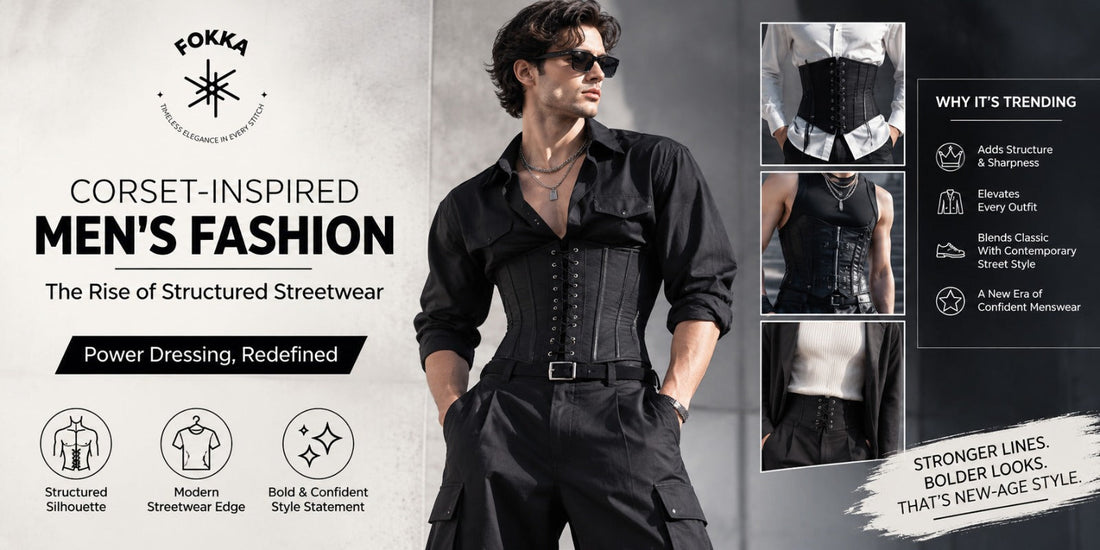 Corset-inspired men's streetwear outfit
