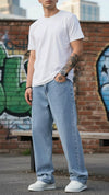 Light Blue Denim Straight Jeans