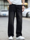 Black Denim Straight Jeans